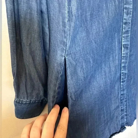 Long Sleeve Foxcroft Denim Shirt with Pockets - Picture 4 of 9